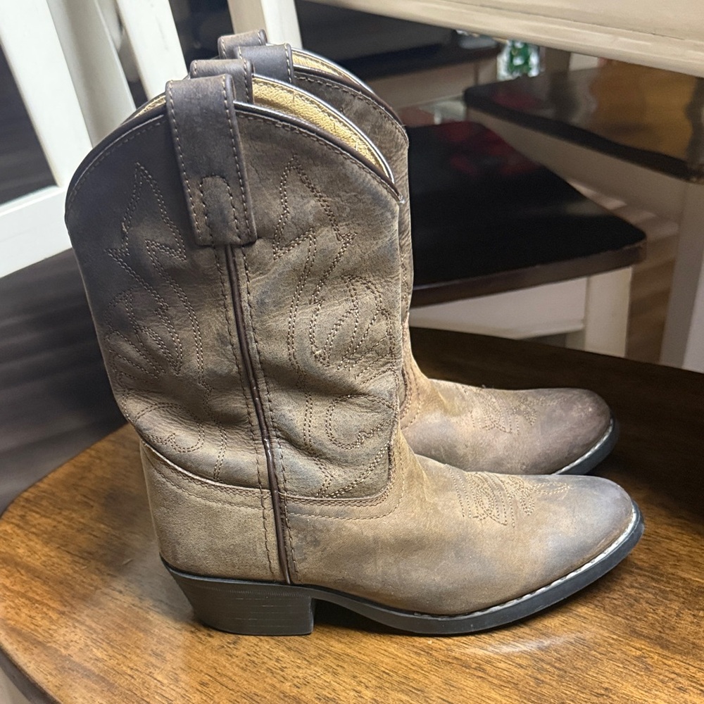 Masterson boys Brown Leather Cowboy Boots size 1.5